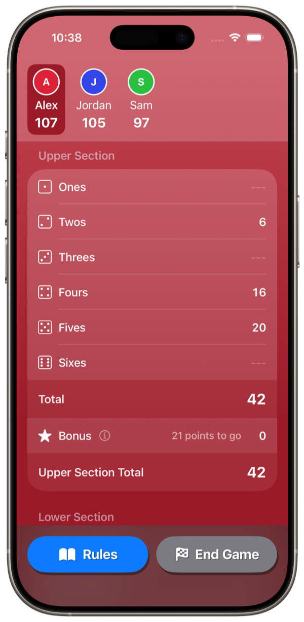 Lower section scoring